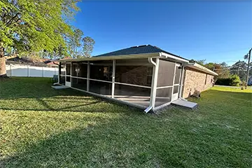 Screened patio with insulated roof and kick plate